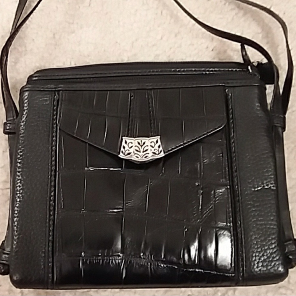 Brighton Black Pebbled Croc Leather Purse